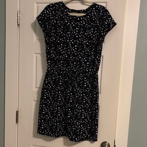 Navy and White Patterned Dress